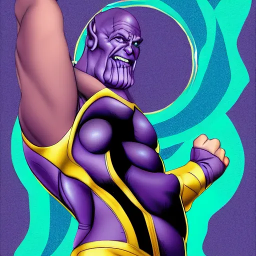 Image similar to thanos with a swimsuit, hyperrealistic, photography, award winning