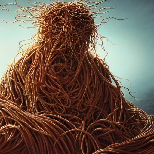 Prompt: spaghetti monster, hyperrealistic, detailed, cinematic, photorealism, epic