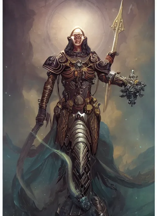 Image similar to hyper realistic photography portrait of medieval religious occult space paladin amazon cinematic, brom, moebius, peter mohrbacher, james gurney, greg rutkowski comic cover