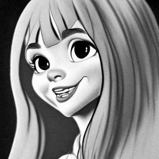 Image similar to milt kahl pencil sketch of chloe grace moretz in disney snow white