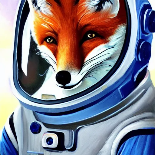 Image similar to A Fox Astronaut, oil painting, artstation, award winning,