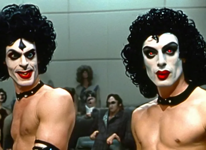 Prompt: film still of jordan peterson as frank n. furter in the rocky horror picture show movie ( 1 9 7 5 )