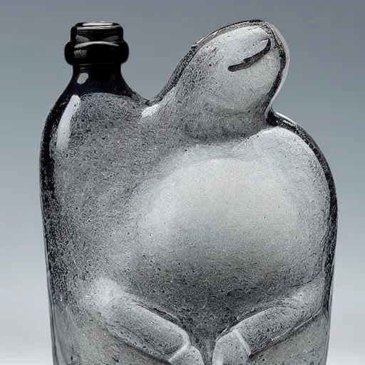 Image similar to melting bear bottle forming a shape of a woman - h 1200