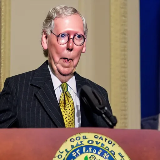 Image similar to senator mitch mcconnell as muppet giving a speech at the capitol