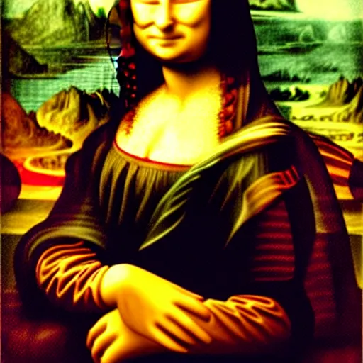 Image similar to mona lisa fused with a cat