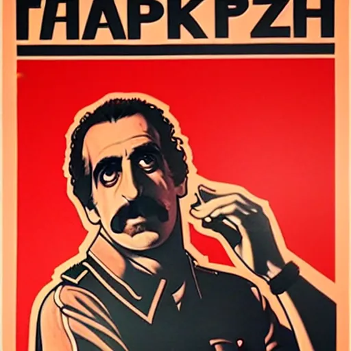 Prompt: frank zappa as a soviet propaganda poster