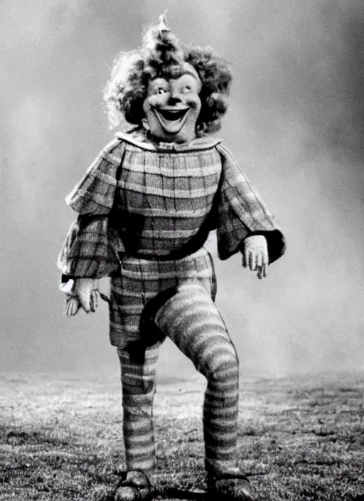 Image similar to still of ronald mcdonald in the wizard of oz movie, gloomy atmosphere