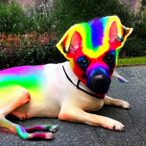 Image similar to a rainbow dog