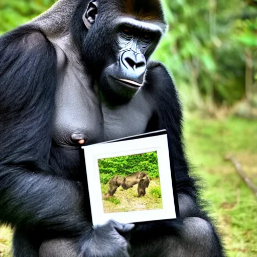 Image similar to a gorilla showing off his latest art masterpiece, today's featured nature photograph 1 6 k