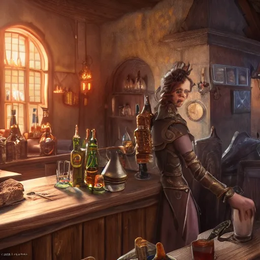 Image similar to barkeep tavern man ultra detailed fantasy, elden ring, realistic, dnd character portrait, full body, dnd, rpg, lotr game design fanart by concept art, behance hd, artstation, deviantart, global illumination radiating a glowing aura global illumination ray tracing hdr render in unreal engine 5