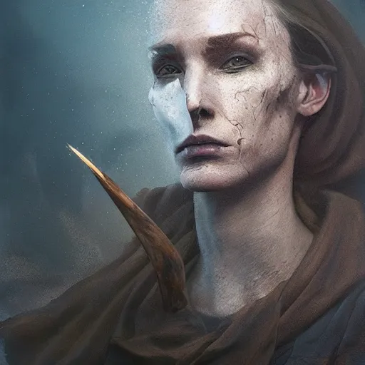 Image similar to menacing grim reaper portrait, showing a sand clock running out of time, mysterious atmospheric lighting, painted, intricate, volumetric lighting, beautiful, rich deep colours masterpiece, golden hour, sharp focus, ultra detailed, by leesha hannigan, ross tran, thierry doizon, kai carpenter, ignacio fernandez rios