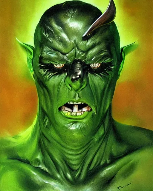 Image similar to green sad devil by Peter Andrew Jones, hyperrealism