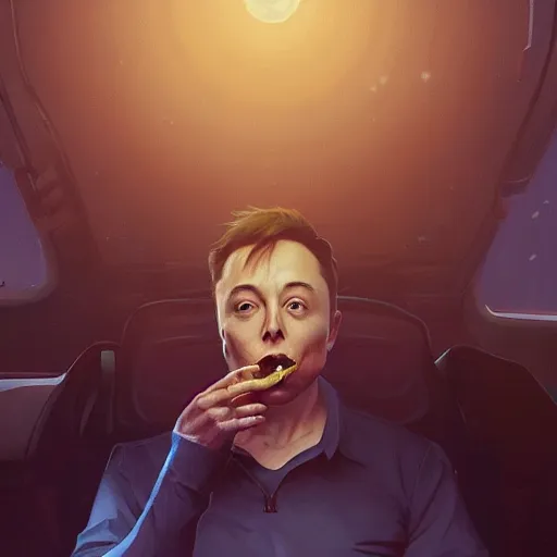 Image similar to elon musk eating a pickle, highly detailed vfx portrait, unreal engine, greg rutkowski, loish, rhads, caspar david friedrich, makoto shinkai and lois van baarle, ilya kuvshinov, rossdraws, elegent, tom bagshaw, alphonse mucha, global illumination, detailed and intricate environment.