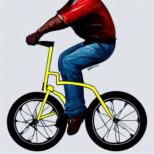 Prompt: wilford brimley riding a unicycle, concept art, vivid colors,