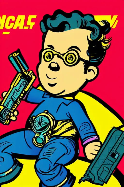 Image similar to fallout 7 6 retro futurist illustration art by butcher billy, sticker, colorful, illustration, highly detailed, simple, smooth and clean vector curves, no jagged lines, vector art, smooth andy warhol style