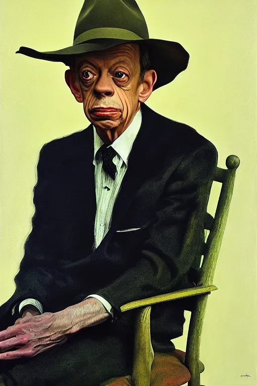 Prompt: portrait of don knotts sitting with full face full figure, in the style of expressionism, soft light, volumetric light, subsurface scattering, translucent skin, artstation, trending, andrew wyeth, jamie wyeth, john singer sargent,