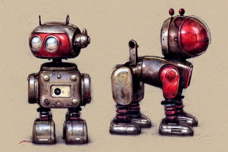 Image similar to adventurer ( ( ( ( ( 1 9 5 0 s retro future robot android dog. muted colors. ) ) ) ) ) by jean baptiste monge!!!!!!!!!!!!!!!!!!!!!!!!! chrome red