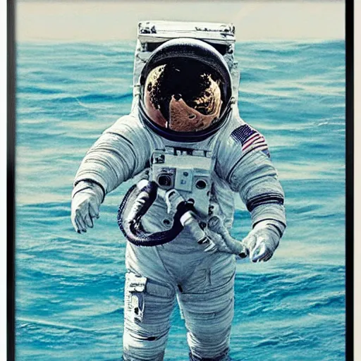 Image similar to An astronaut in the ocean, detailed