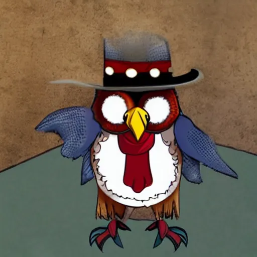 Image similar to cartoon owl dressed as the lone ranger from the children's 1980s cartoon show