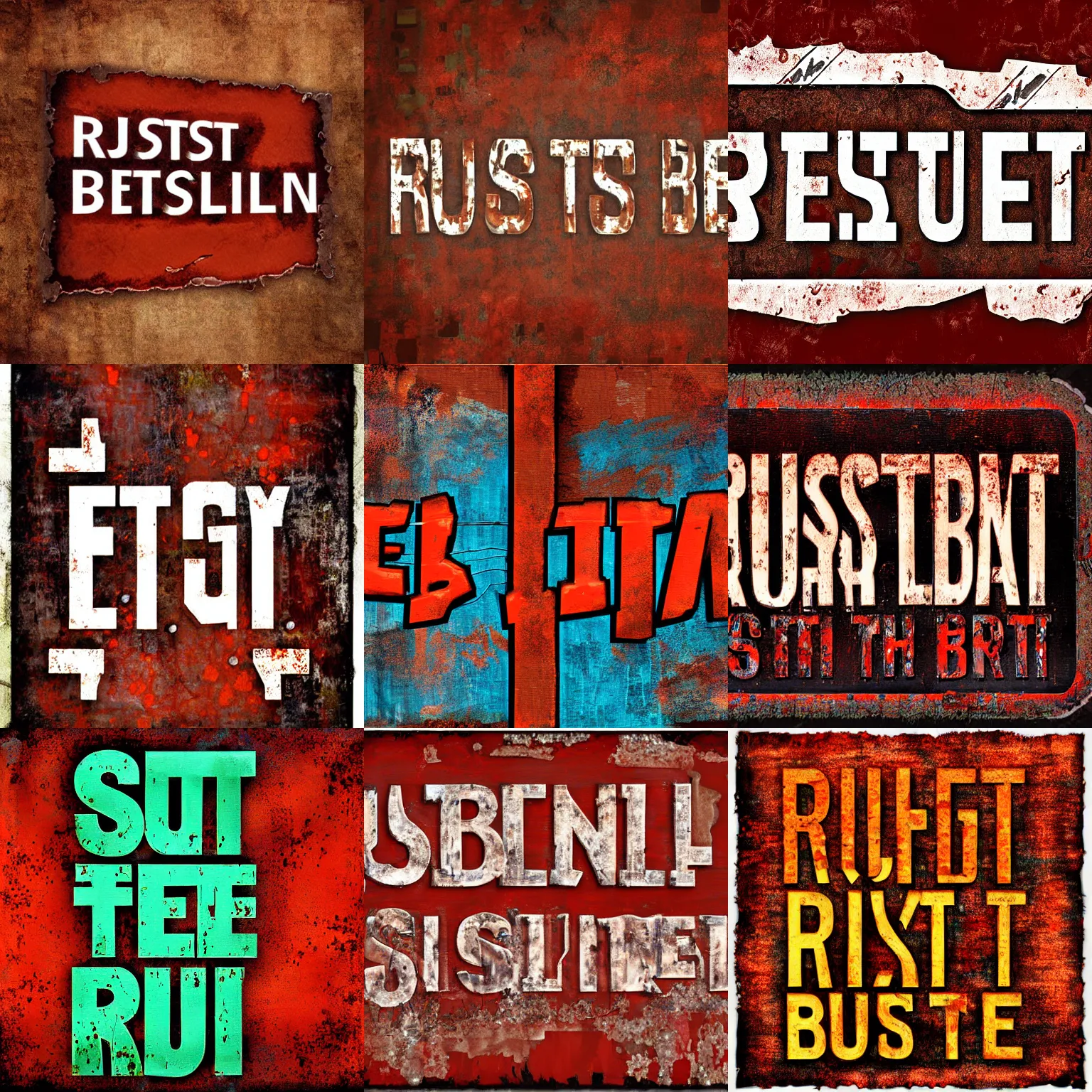 Prompt: sign with text 'rust belt' covered with rust, digital painting, oil painting