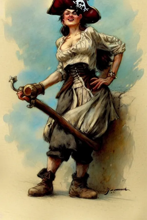 Prompt: (((((1950s pirate wench . muted colors.))))) by Jean-Baptiste Monge !!!!!!!!!!!!!!!!!!!!!!!!!!!
