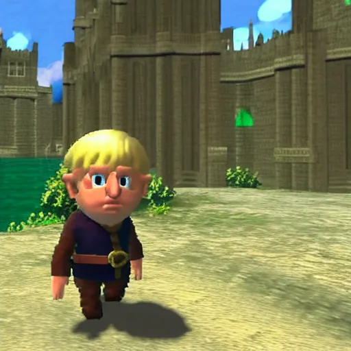 Image similar to Boris Johnson in Zelda 3d, gameplay footage