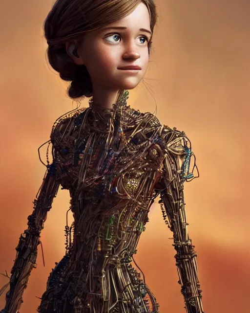 Prompt: weta disney pixar movie still full body portrait photo of young alicia vikander as a sad intricate detailed puppet girl made of wires, wooden rods, and springs, by pixar, by weta, wlop, ilya kuvshinov, rossdraws, artgerm, latex, iridescent, bright morning, anime, liosh, mucha