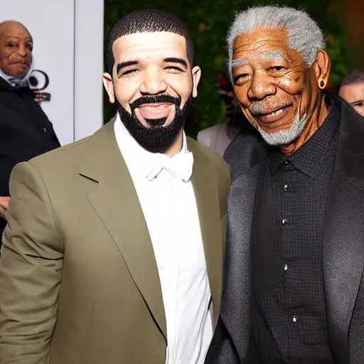 Image similar to drake meeting morgan freeman