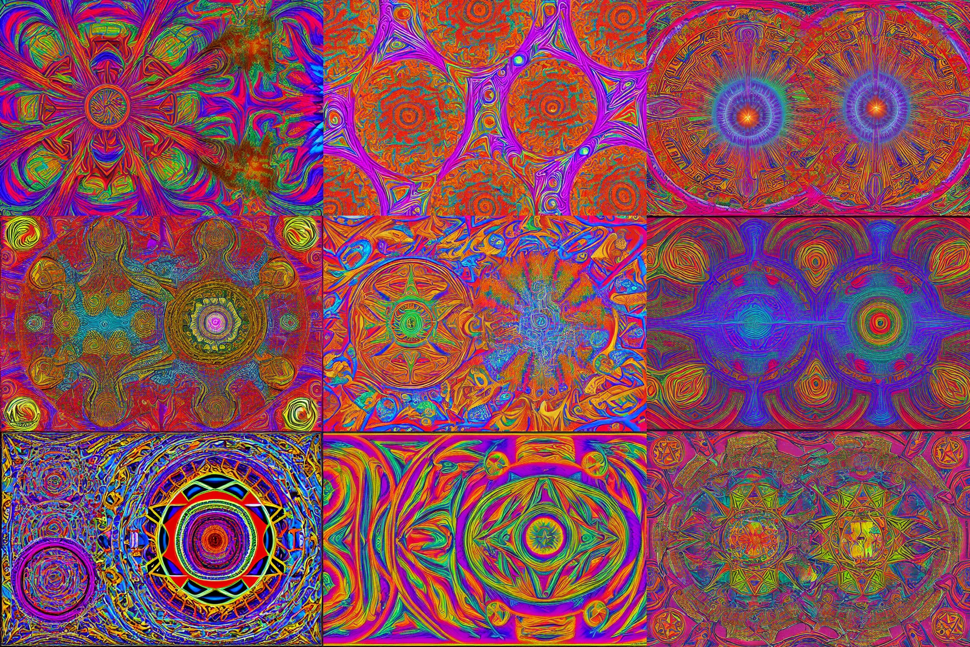 Prompt: psychedelic acid ussr carpet by Alex Grey, dmt, patterns, fractals, digital art