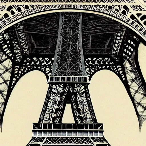 Image similar to reject design for the eiffel tower, old architect drawing
