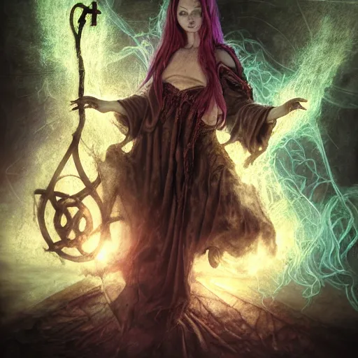 Prompt: A necromancer pulsing with necrotic energy, Art by Brian Froud, power auras, sigils, tattered cloth robes, substance 3d painter, PBR textures, Physical based rendering, cinematic, hyper realism, high detail, octane render, unreal engine, 8k, Vibrant colors, Smooth gradients, High contrast, depth of field, aperture f2.8