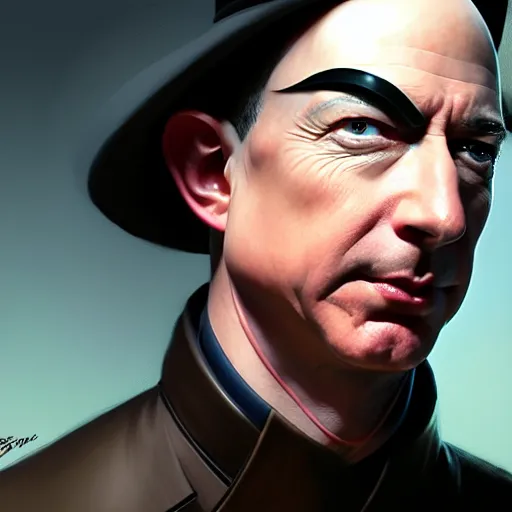 Image similar to Mischievous Bezos as Zorg toy, western, closeup, D&D, fantasy, intricate, elegant, highly detailed, digital painting, artstation, concept art, matte, sharp focus, illustration, art by Artgerm and Greg Rutkowski and Alphonse Mucha