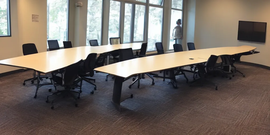 Prompt: conference table hell