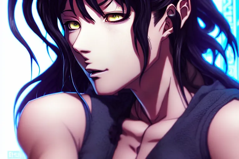 Image similar to a portrait of revy from black lagoon manga, symmetrical eyes, symmetrical face, art by lois van baarle and loish and ross tran and rossdraws and sam yang and samdoesarts and artgerm, digital art, highly detailed, intricate, sharp focus, trending on artstation hq, deviantart, unreal engine 5, 4 k uhd image