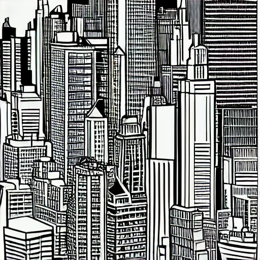 Prompt: line art of New York City, cover art, minimalist