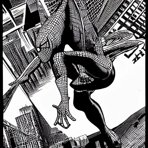 Prompt: spiderman by virgil finlay