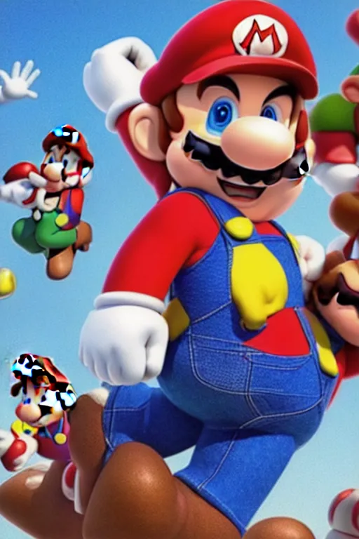 Image similar to a movie still of chris pratt as mario, highly detailed, studio lighting