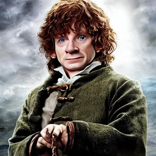 Prompt: Bilbo Baggins from the movies corrupted by the ring of power, realistic, photo, hyperdetailed