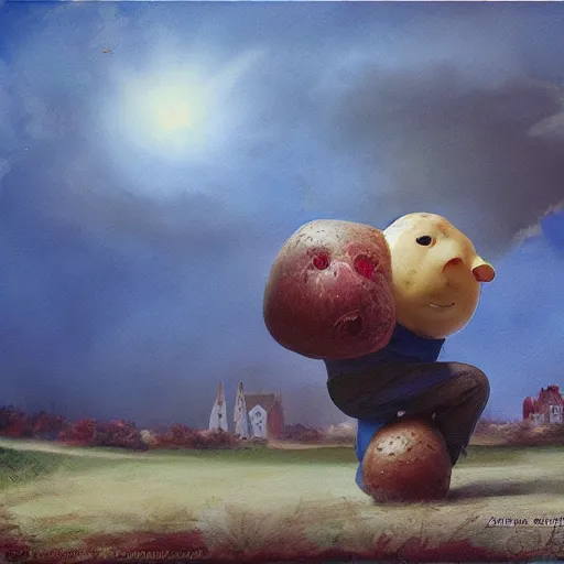 Image similar to waltzing potato, matte painting