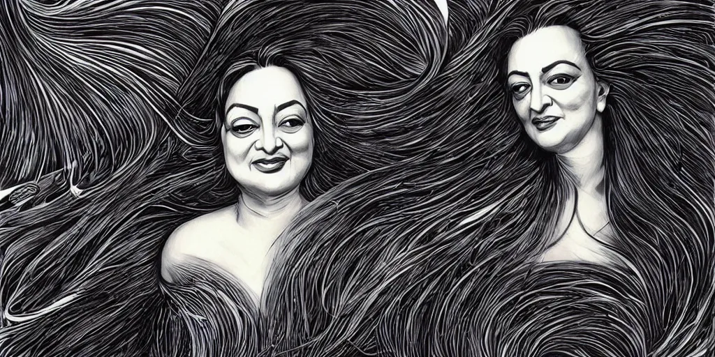 Image similar to a beautiful painting of zaha hadid by aaron horkey, trending on artstation