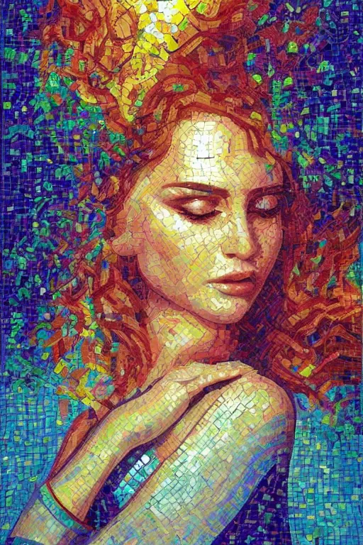 Prompt: mosaic dream by afshar petros, hd, artstation