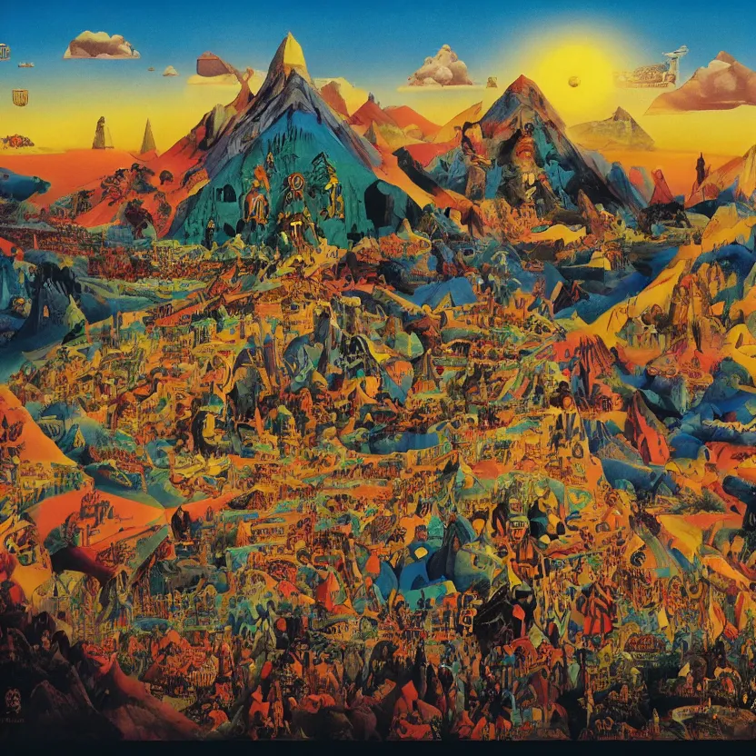 Image similar to the magic mountain by jodorowsky, cinematic