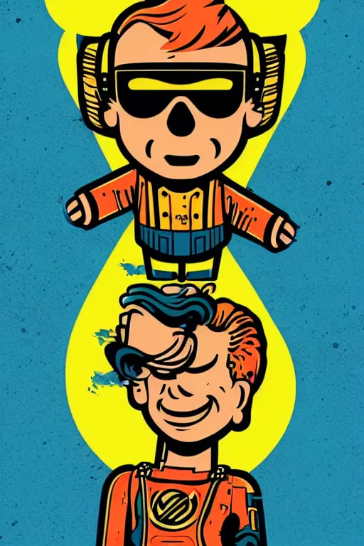 Image similar to fallout 7 6 retro futurist illustration art by butcher billy, sticker, colorful, illustration, highly detailed, simple, smooth and clean vector curves, no jagged lines, vector art, smooth andy warhol style