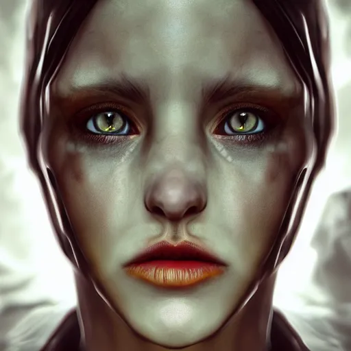 Prompt: I've had a rough day, healthcare worker, perfect eyes, full body shot, portrait, sad, tiredfantasy, beautiful face, medieval, vivid colors, elegant, concept art, sharp focus, digital art, Hyper-realistic, 4K, Unreal Engine, Highly Detailed, HD, Dramatic Lighting by Brom, trending on Artstation