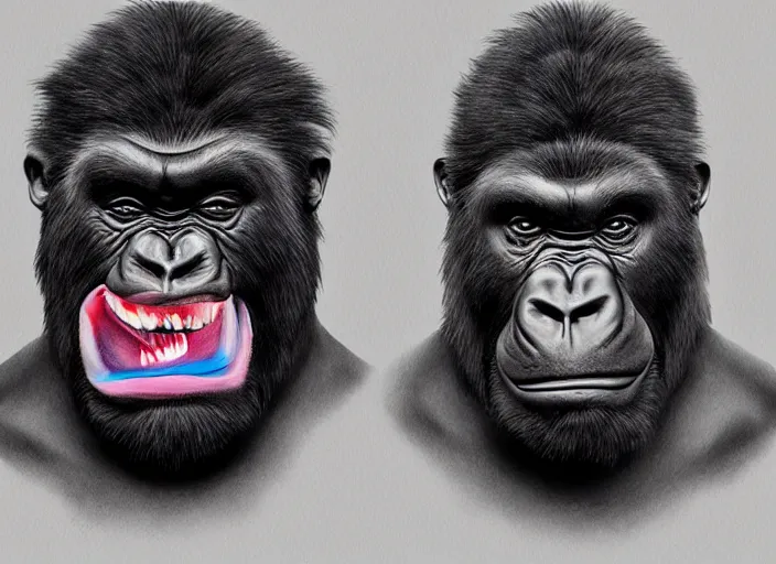 Image similar to Joe Rogan gorilla transformation, step by step, ArtGerm, masterpiece