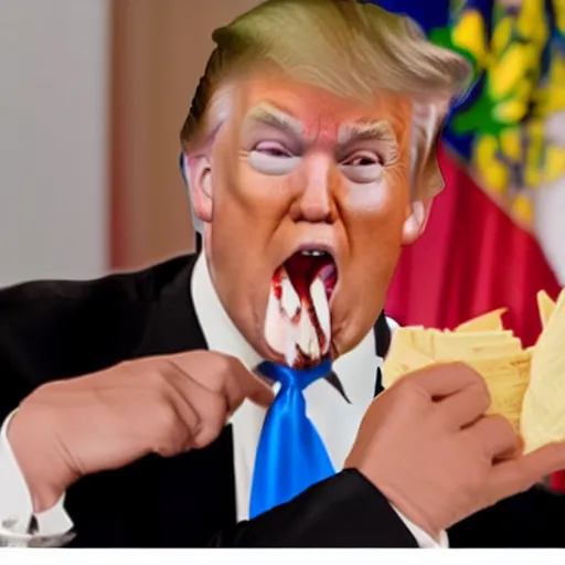 Prompt: donald trump eating documents