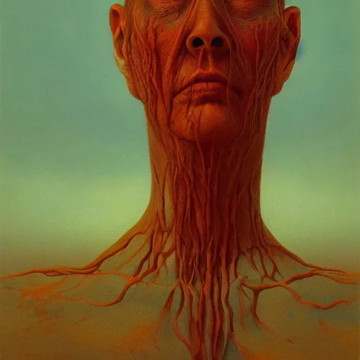 Image similar to Awakened Nightmares by Zdzisław Beksiński, portrait imagery, beautiful painting, 8k, trending on artstation