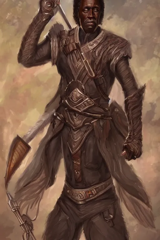 Prompt: don cheadle portrait as a dnd character fantasy art.