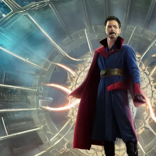 Prompt: Film still of David Tennant as Dr. Strange in avengers endgame, 4k