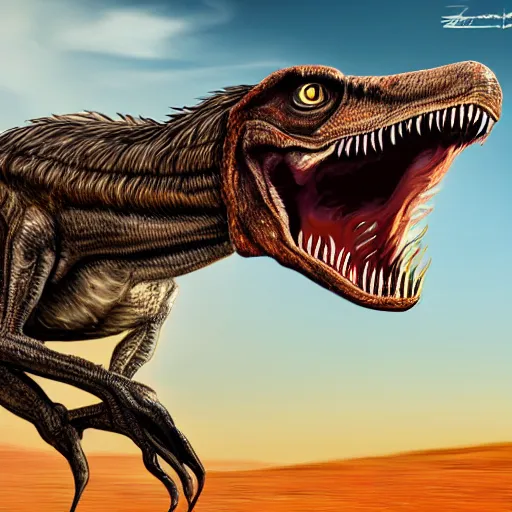 Image similar to velociraptor mongoliensis in the style of subaru impreza as velociraptor, mad max, hdr 8 k